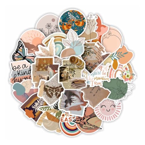 Qiyuya QYY016 100Pcs Vintage Aesthetic Stickers For Laptop Water Bottle, Waterproof Vinyl Cute Boho Stickers For Computer Phone Case Hydroflask thumb #1