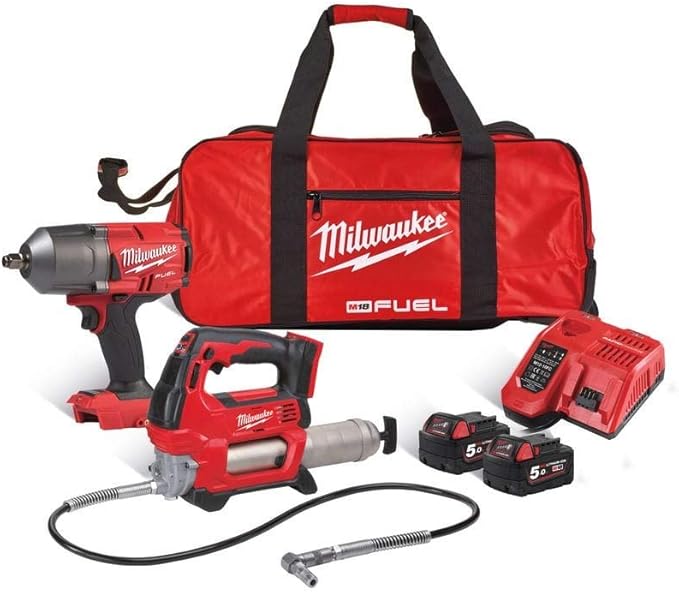 Milwaukee M18FPP2AI502B 18v Grease Gun & High Torque 1/2 Impact Wrench Kit Amazon.co.uk DIY