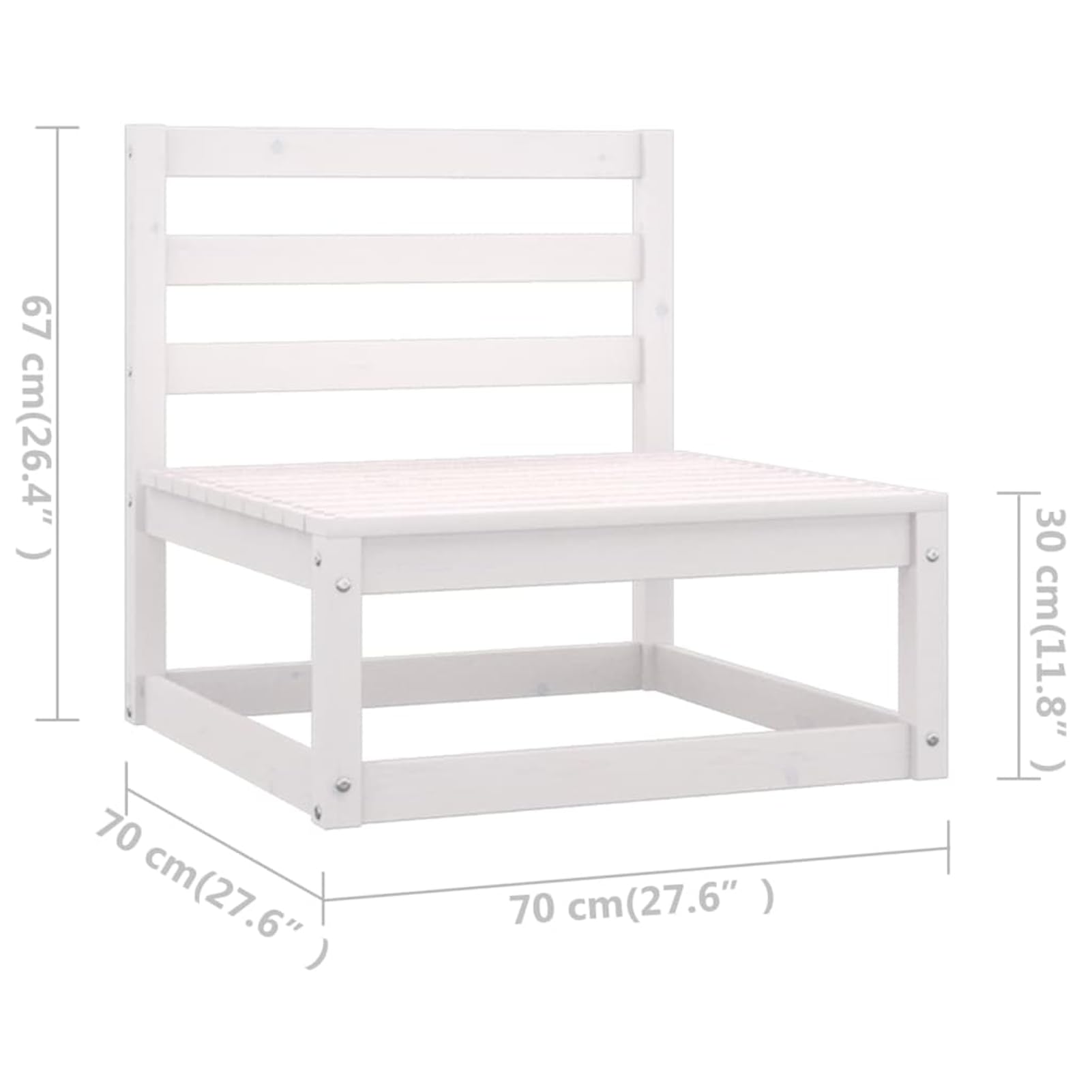 Homgoday Muebles de jardín 4 Piezas con Cojines de Madera de Pino Maciza Conjunto de Jardin Exterior mobiliario Jardin para jardín, terraza, Exterior Cojín Incluido Blanco