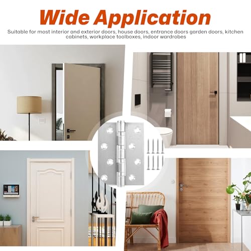 8 Stück Scharniere Klappbar, 100x73x2mm Schwerlastscharnier Edelstahl Schwerlast Scharnier Kugellager Türscharnier Scharnierband mit Schrauben für Holztüren Gartentor Innen Außen