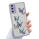 SUYACS Samsung Galaxy S20 FE Case 5G Cute Glitter Butterfly Full Camera Lens Protection Cases for Women Girls Soft TPU Clear Shockproof Bumper for Samsung S20 FE 6.5 Inch (Purple)