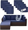 SUSIE'S GARDEN 9p Patio Cushion Covers Outdoor Patio Cushions Covers Replacement Waterproof with Zipper for 5 Pcs Patio Furniture Set, Slipcovers for Outdoor Cushions Dark Blue, Covers Only