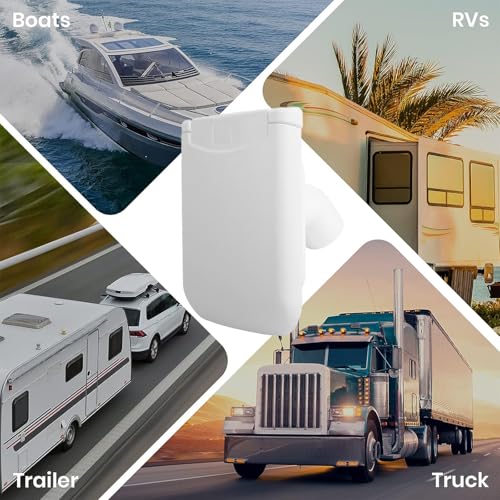 Image of RV Water Fill Inlet with Cover Gravity Water Fill Inlet, Square Magnetic Attraction and Lock Keys Double Protection City Fresh Water Connection for RV Camper Motorhome Boats (White)