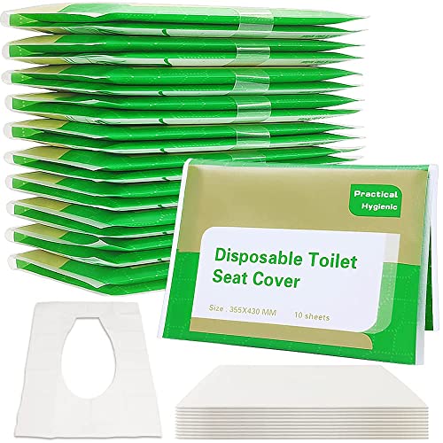 100 Pcs Toilet Seat Covers Disposable Flushable Portable Travel Toilet Seat Paper Cover for Adults Kids Potty Training Travel 10 Individually Packing