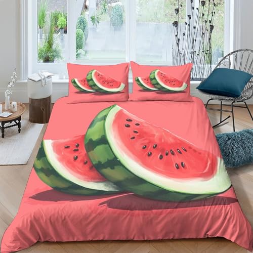 Housse de couette melon d'eau à fermeture éclair pour lit double 3 pièces - 2