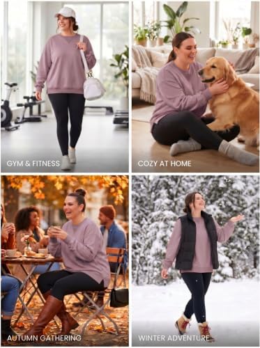 OLRIK Women's Plus Size Oversized Crew Neck Sweatshirt Misty Purple-2X