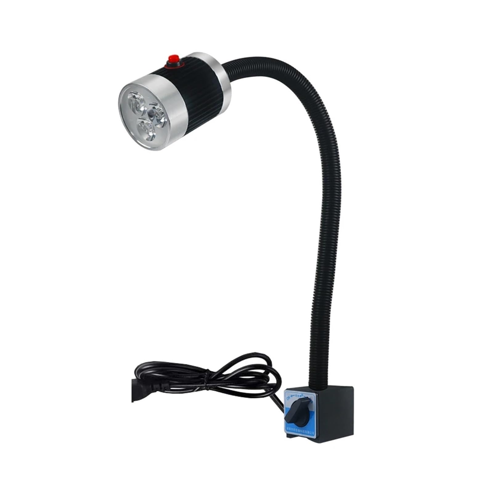Oświetlenie tokarki, Lampa LED do obrabiarek 3W 6W 9W Długie ramię węża Warsztatowe światła robocze Magnetyczna/podstawa śrubowa Super jasna lampa przemysłowa(Switch magnetic base,9W)