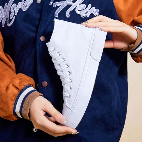 hash bubbie High Top Sneakers for Women Classic High Tops Canvas Shoes Lace up Women's Fashion Sneaker - Image 4