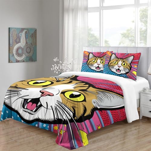 Housse de couette chat imprimé 3D idée cadeau originale anniversaire et Noël - 5