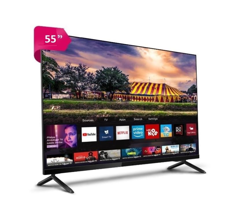 Lexuco 55-inch Smart TV on a stand