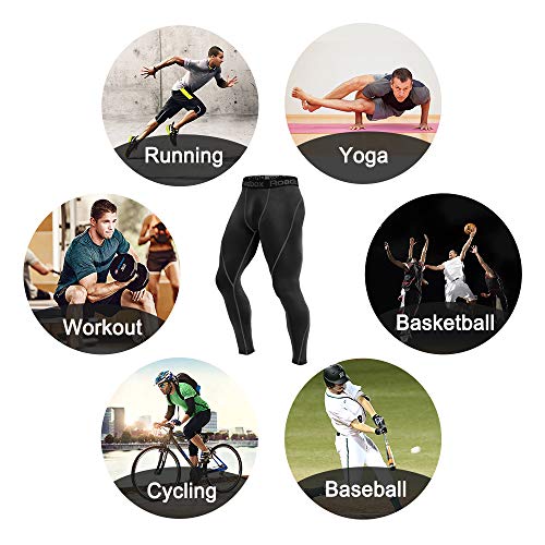 Roadbox Compression Pants for Men Running Tights Base Layer Leggings - Thumbnail 6