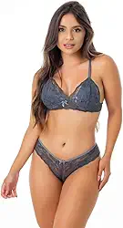 Conjunto Feminino Rendado Lingerie Sexy Sem Bojo Com Forro Revenda Luxo