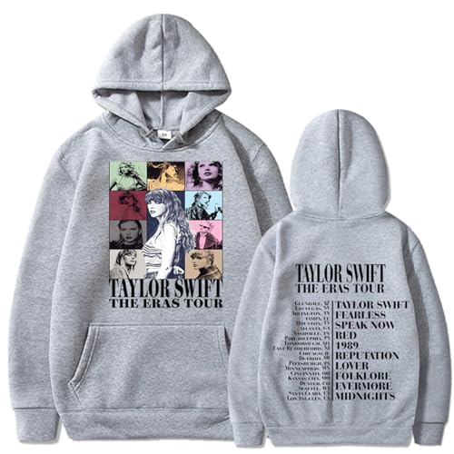 Taylors Swifts Hoodie, Women'S Fashion Casual Long Sleeved Round Neck Taylor Printing Loose Plush Pullover With Rope Hoodie Tour Shirts For Kids 1989 Tshirt Swift Shirt (S, Gray)