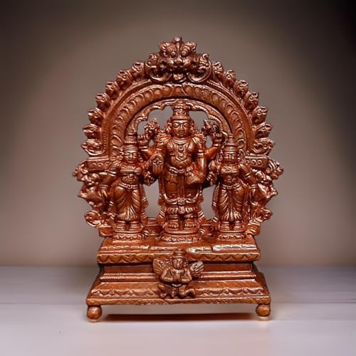 Image of Copper Handmade Srinivasa Peruma 6 cm l 131 g, Patina Antique Finish, Pack of 1 Piece