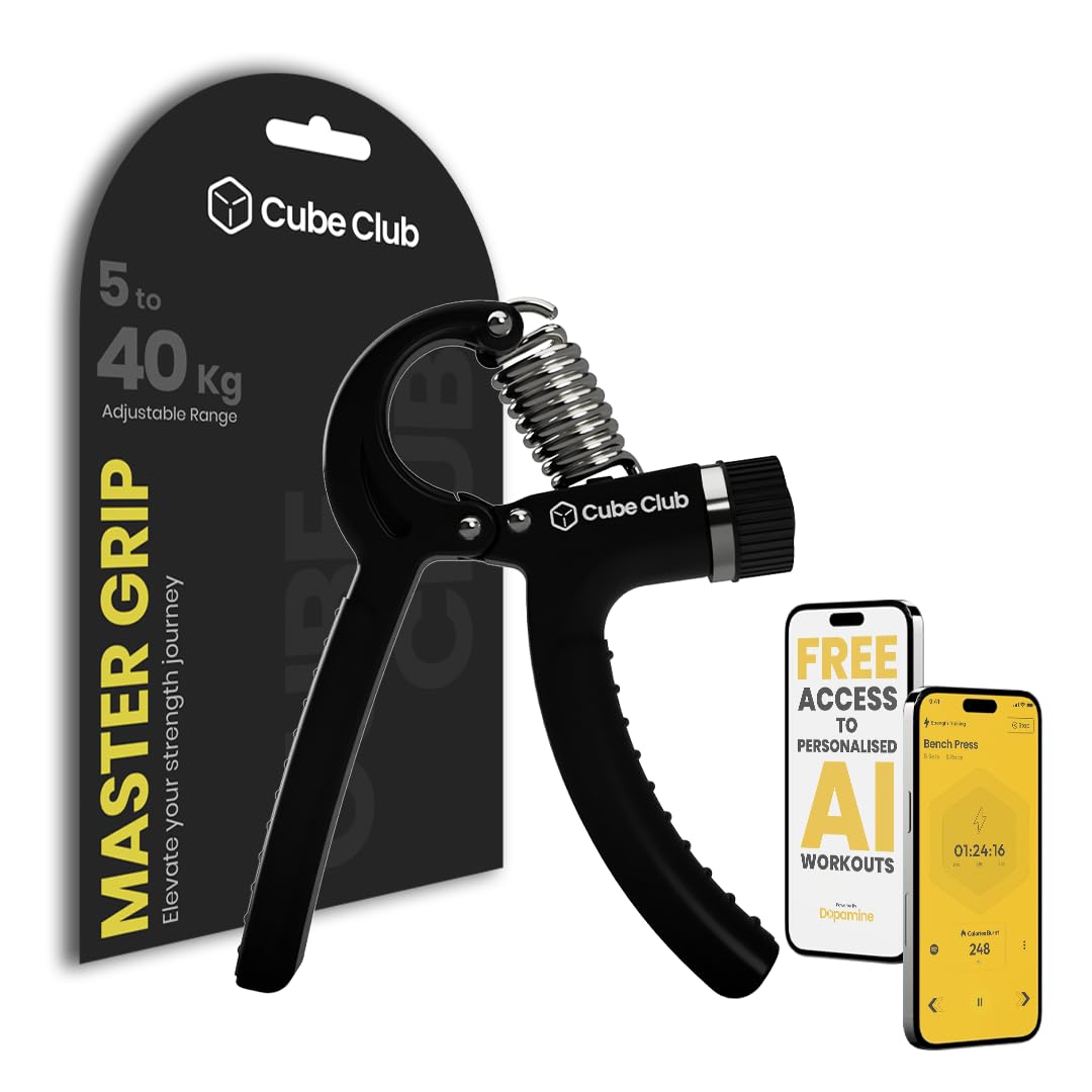 The Cube Club Hand Gripper with Unbreakable Electronic Counter 4 Digit 9999 Digital Finger Exercise Power Gripper | Adjustable (5KG - 60KG) Resistance Hand Exercise Equipment (12 Month Warranty) (B0CNLMMNF8) Amazon Price History, Amazon Price Tracker
