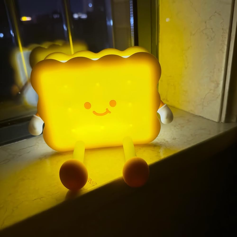 Bonita luz nocturna para niños, bonita lámpara de silicona para bebé, luz regulable, lámpara de noche para guardería, luz nocturna recargable, lámpara de noche para lactancia materna (galleta)