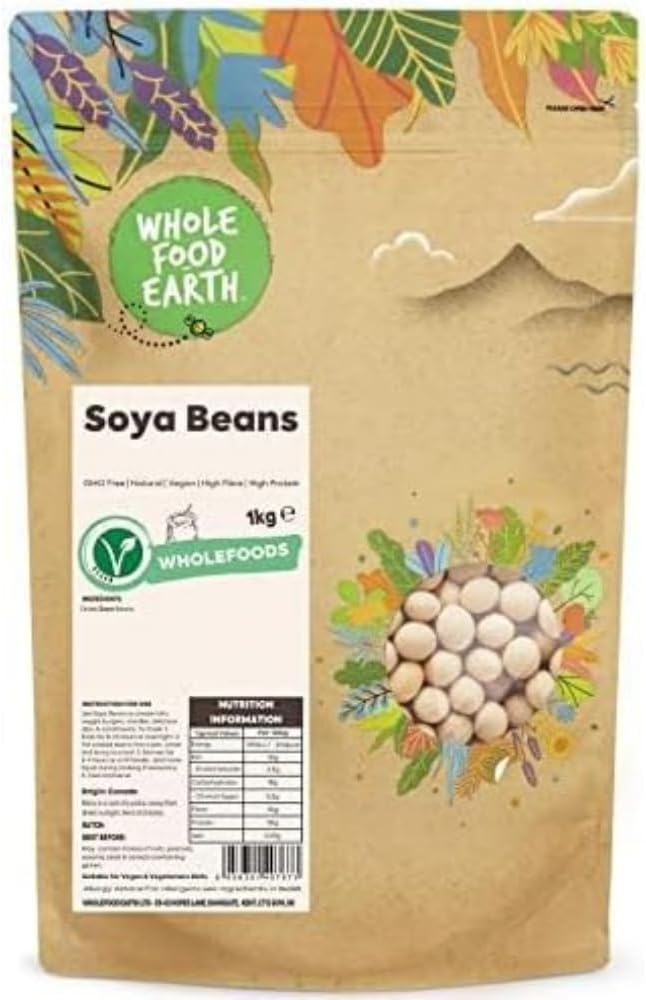 Wholefood Earth Organic Soya Beans 1kg | High Protein | GMO Free | Natural