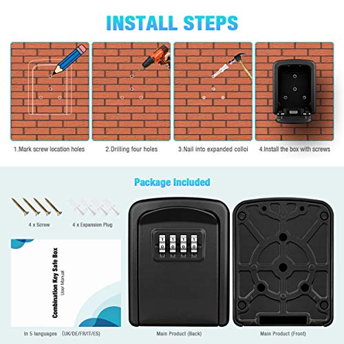 LUROON Cassetta per chiavi di sicurezza, cassetta