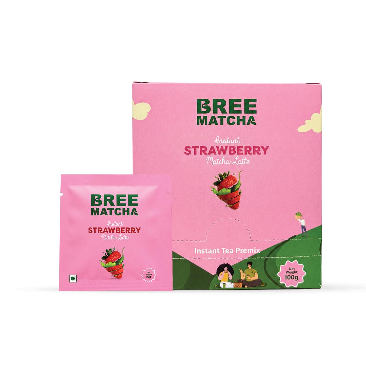 Bree Matcha Instant Strawberry Latte | Premium Japanese Matcha | No Added Sugar | Ready in 10 Seconds | Pack of 3-image-41