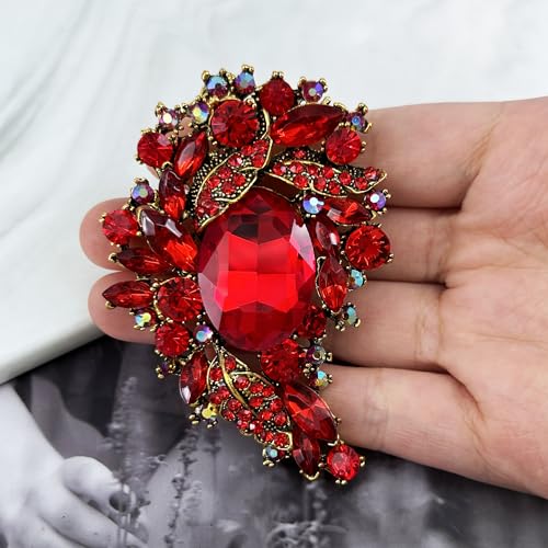 Image of Rhinestone Flower Statement Brooch Pin Accessory Jewelry for Women