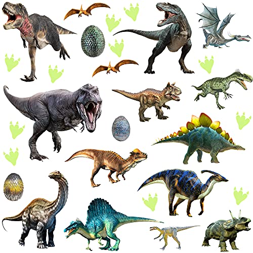 Dinosaurs Wall Decals Glow In The Dark Dinosaur Wall Stickers Removable Tyrannosaurus Wall Decor Dinosaur Eggs And Paw Print Wall Mural For Kids Nursery Living Room Bedroom Classroom Home Decoration (Green) #TOP7