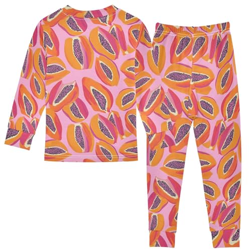 ALAZA Cut Papaya Fruit 2 Piece Pajama Set Long Sleeve Top and Pants Sleepwear Unisex2