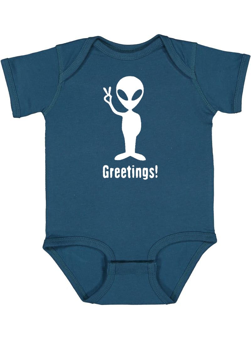 Rocket Bug Greetings Alien Baby Bodysuit, Kids Soft, and Short Sleeve Cotton Bodysuit, Newborn Baby Girl & Boy Gift - (3-6 months, Oceanside)