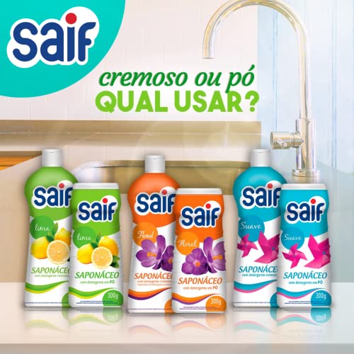 Saponáceo Em Pó Lima Saif 300G, Saif, Higienizador Detergente Em Pó Perfumado, Verde, Remove As Manc