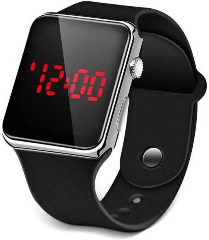 QALIBA Trending Silver Dial Black Silicon Strap Led Digital Watch - for Boys with Good Straps Watch Bringing Joy Through Time (B0CHZ4YBZL) Amazon Price History, Amazon Price Tracker