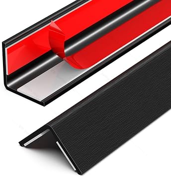 Wall Corner Protector, Walls Edge Protector,Self-Adhesive Wall Corner Guards,PVC Double Side Edge Protector, Furniture Stairs Guard Black Wood Grain 2PCS 100cm/39.37in