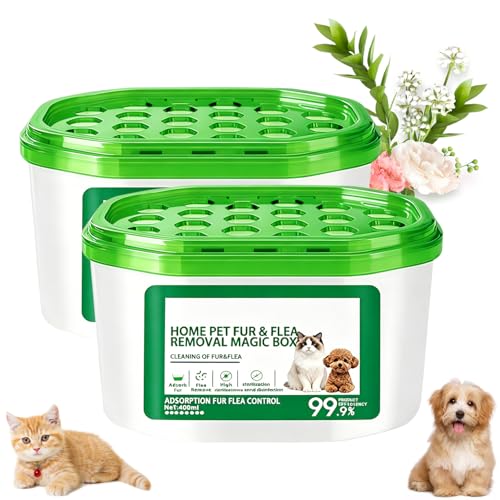 Home Pet Fur & Odor Removal Magic Box,360°All-Around Coverage Powerful Pet Hair Removal,400ml Pet Hair Removal Magic Box,Powerful All-Directionfor Bedroom, Living Room, Wardrobe and Pet Areas (2 PCS)