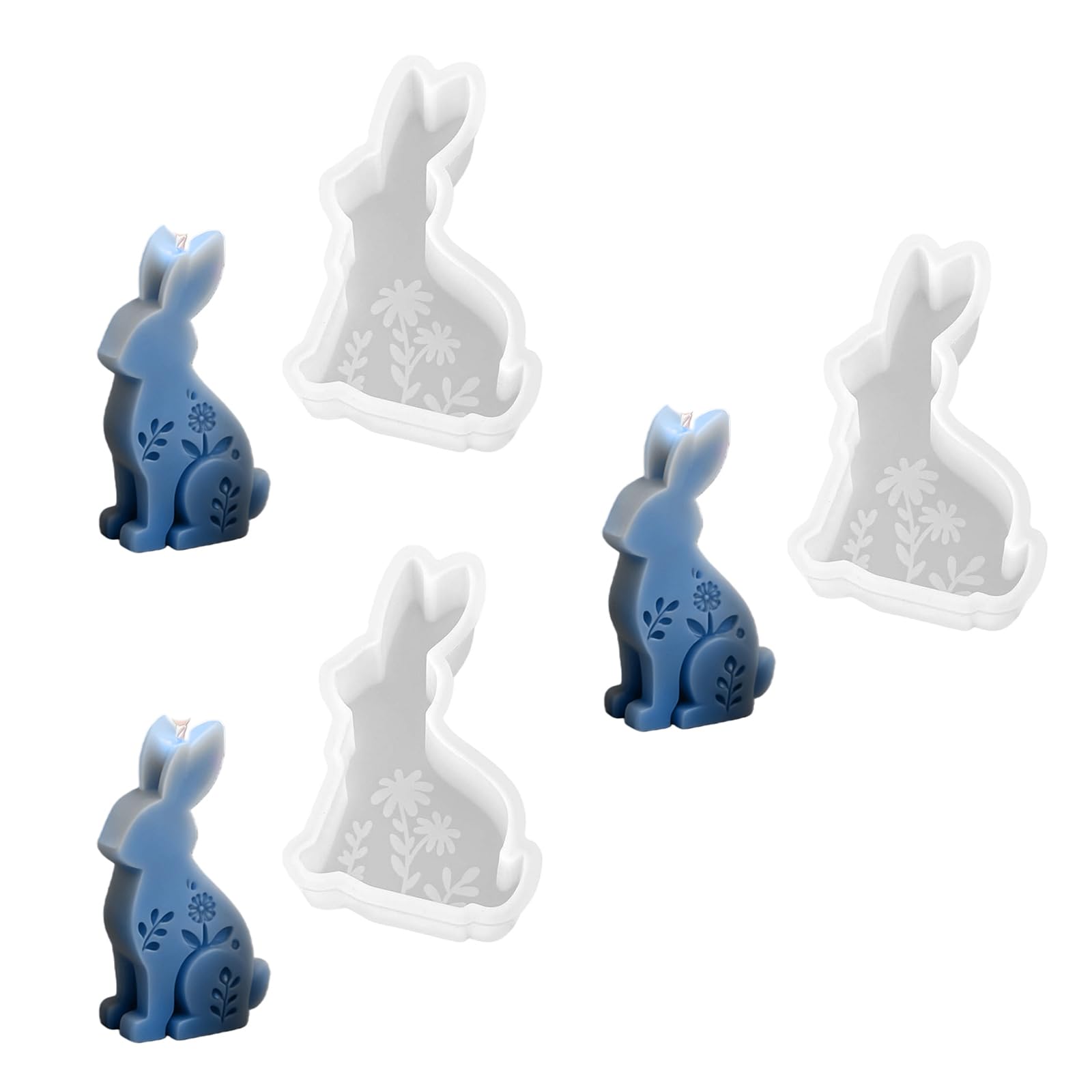 Alksubbm Embossed Flower Hare Silicone Molds Easy Demold Multipurpose Silicone for Epoxy Resin Soap Family