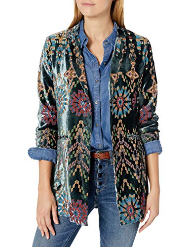 Johnny Was Women's Printed Velvet Burnout Blazer, Multi, L