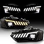 ACANII - For [HID w/o AFS Type] 2013-2016 Audi A4 S4 LED Tube SwitchBack Sequential Turn Single LED Projector Headlights