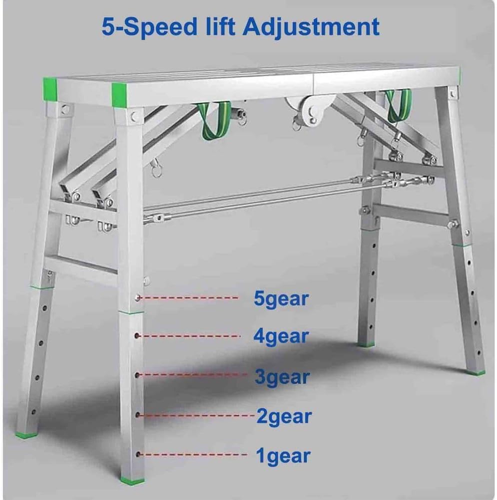Piattaforma di Lavoro ad Altezza Regolabile, Sgabello Portatile in Acciaio Ben Ladder,Sgabello Pieghevole Multiuso per ponteggi Ben, Attrezzatura per ponteggi (180 * 40cm)
