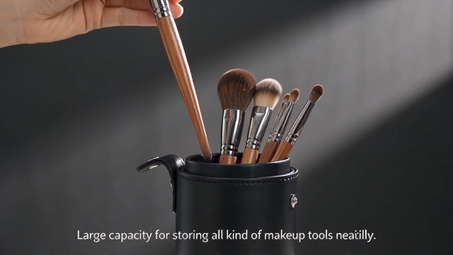Amazon.com: QUUPY Black PU Leather Makeup Brush Holder Organizer