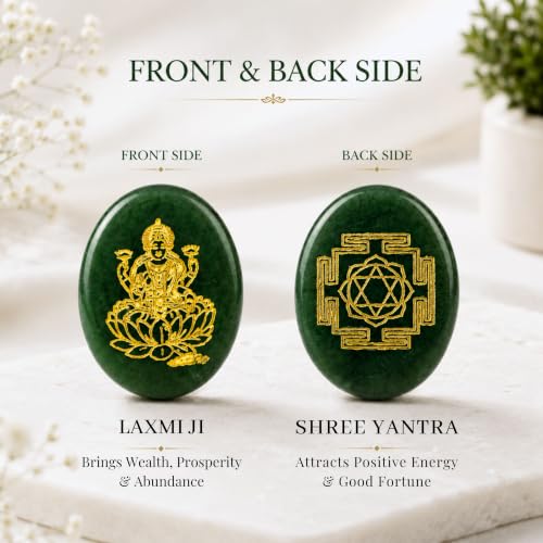 Image of Certified Green Aventurine Laxmi Shree Yantra Symbols Crystal for Money