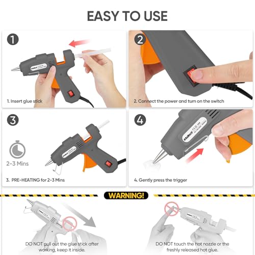Image of ROMECH 20W Mini Hot Glue Gun with 30 Glue Sticks Set, Fast Preheating Hot Glue Gun Kit Heavy Duty Gluegun for Craft, DIY, Repairs (Grey)
