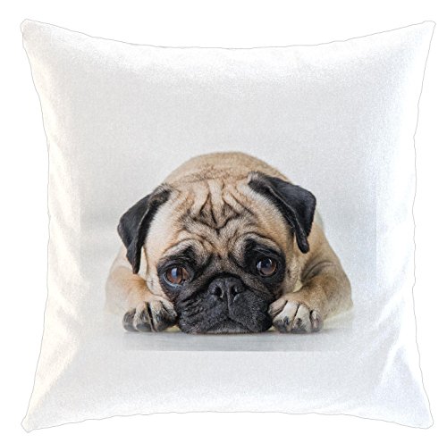 Kissen/weiches Kuschelkissen mit Füllung 40x40cm - Motiv: Mops döst vor sich hin | 016