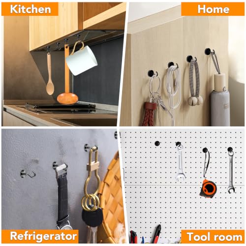 Image of MIKEDE Black Magnetic Hooks Heavy Duty 30Lbs+ Strong Neodymium Magnets | Super Metal Magnetic Hanger for Refrigerator Super Cruise Hanging Kitchen Storage Pack of 130