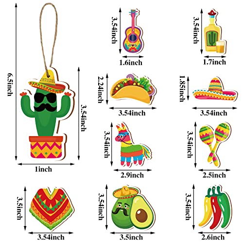 40 Pcs Summer Mexican Fiesta Ornaments Wooden Cinco De Mayo Hanging Decorations Mexican Party Supplies Photo Props Tree Decor For Summer Fiesta Birthday Taco Tuesday Party Decorations #TOP5