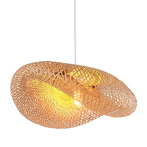 Suspension rotin cuisine lustre bambou tressé main luminaire salon
