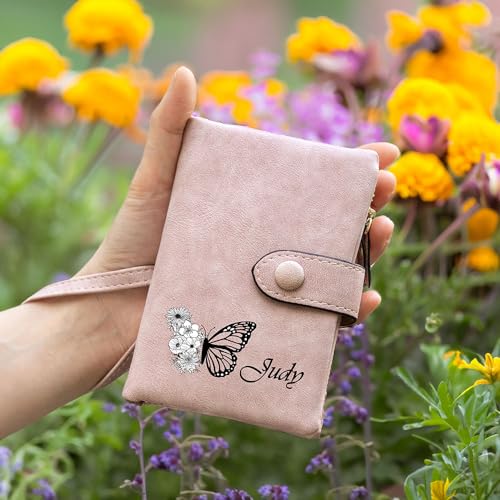 Personalized Birth Month Butterfly Wallet for Women, Custom Colorful Tri-Fold Leather Wallet with Name, Anniversary Birthday Gift for Wife, Mom, Girlfriend3