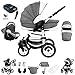 Bebebi Florenz | ISOFIX Basis & Autositz | 4 in 1 Kombi Kinderwagen | Luftreifen | Farbe: Galileo Lightgrey White