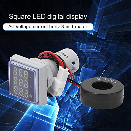 Image of Voltage Current Power Factor Frequency Electric Energy Monitor Ammeter Voltmeter Multimeter Tester Refreshing Speed About 200ms Time Automotive Parts (White)