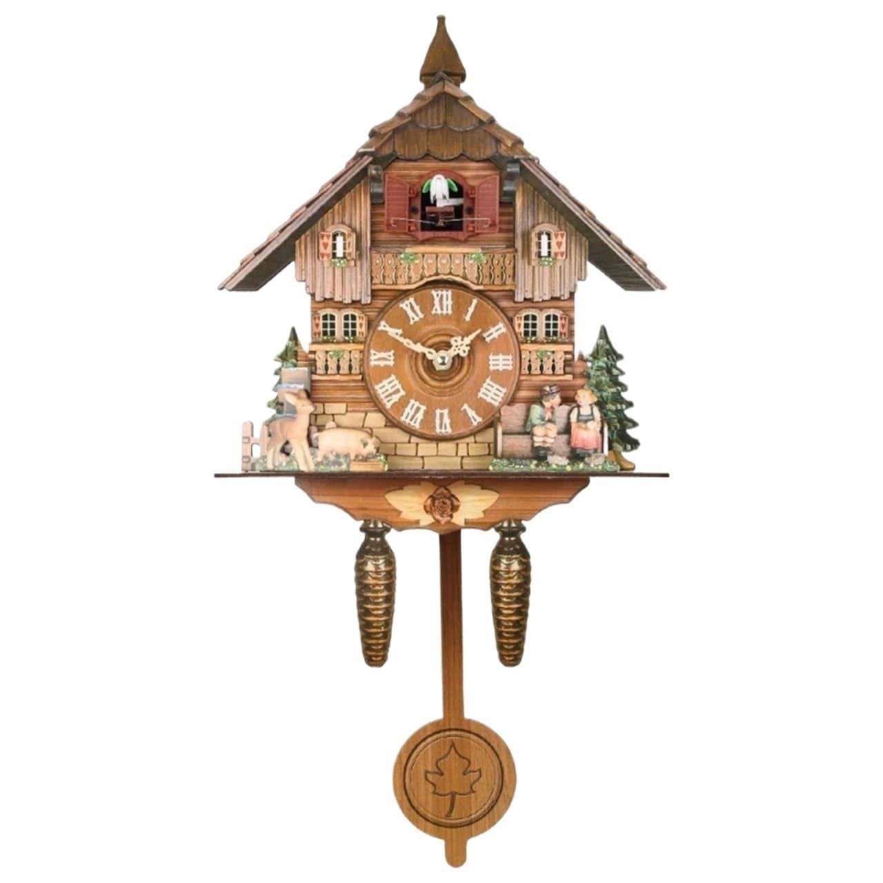 SNGUOQ Wooden Wall Clock Cuckoo Antique Pendulum Hanging Handcraft Swing Alarm Watch Home Bedroom Decoration For Bedroom Office(Yellow)