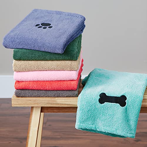 Image of Bone Dry Pet Grooming Towel Collection Absorbent Microfiber X-Large, Embroidered Hunter Green, 41x23.5 (Pack of 12)