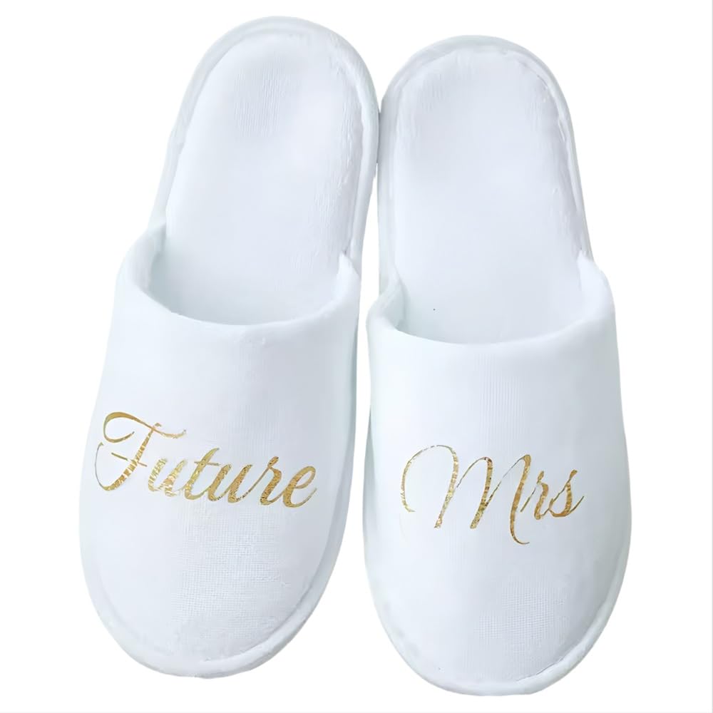 MEIEG Personalized Bridal Slipper, Custom Wedding Slippers With Name, Plush Material Fluffy Slippers, Bridesmaid Gifts