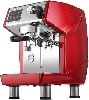 Coffee Machines Commercial Italian Coffee Machine Grinding Fresh Pumping Semi-Automatic Milk Tea Coffee Equipment (Length 405 mm * Height 490 mm * Width 445 mm) (Color : Re