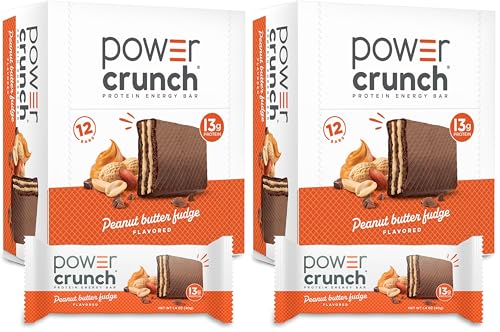 Image of Power Crunch Protein Wafer Bars, High Protein Snacks with Delicious Taste, Peanut Butter Fudge, 1.4 Ounce (12 Count) (Pack of 2)